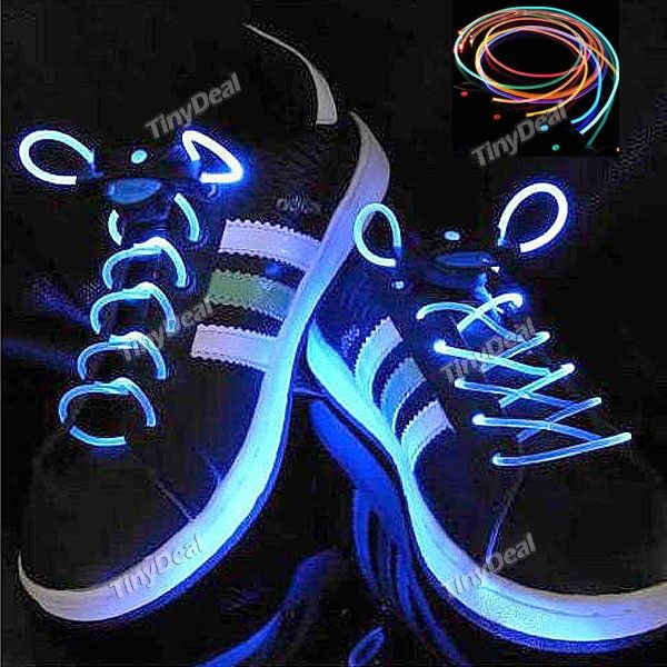 Pair of Stylish 3- Mode Flashing Colored LED Shoelaces